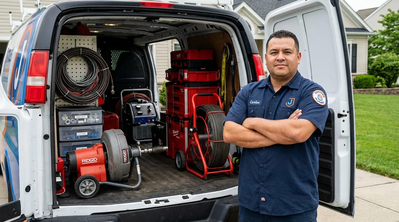 Professional drain cleaning equipment and Johns Plumbing LLC plumber in Somerton