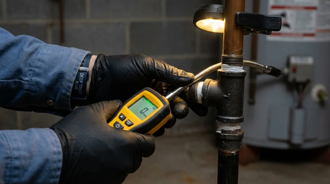 Gas leak detection with electronic sniffer by Johns Plumbing LLC in Somerton