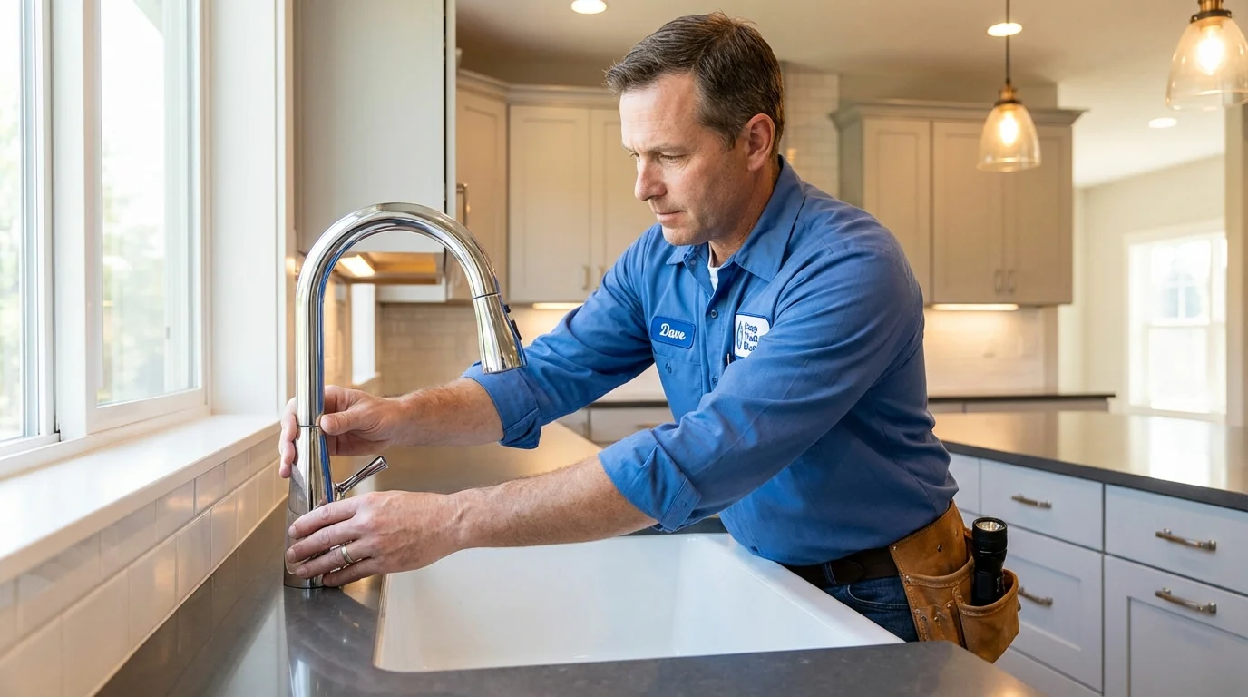 Kitchen faucet installation by Johns Plumbing LLC in Somerton