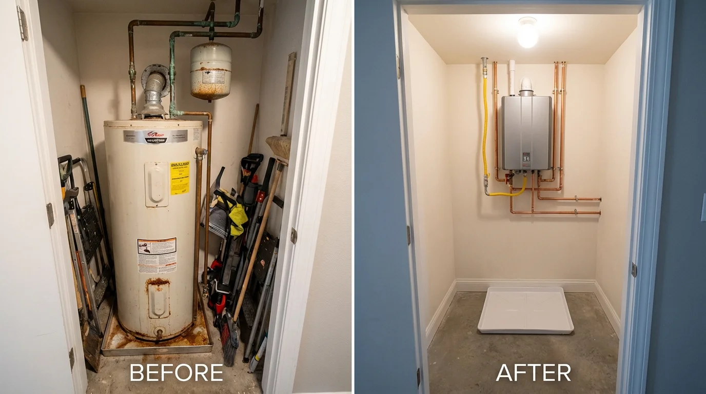 Tank water heater versus wall-mounted tankless unit comparison for Somerton, AZ homeowners
