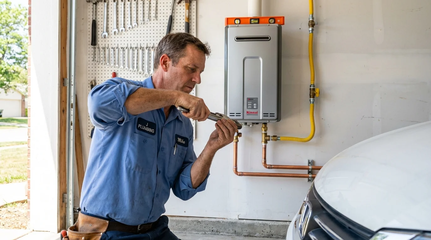 Tankless water heater installation by a Johns Plumbing LLC plumber in Somerton