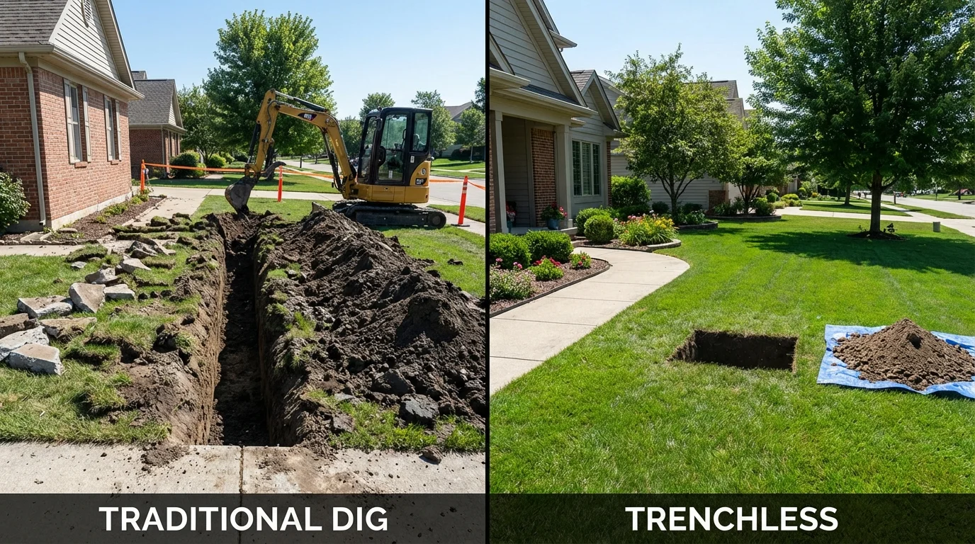 Trenchless sewer repair with minimal yard damage versus traditional excavation in Somerton, AZ